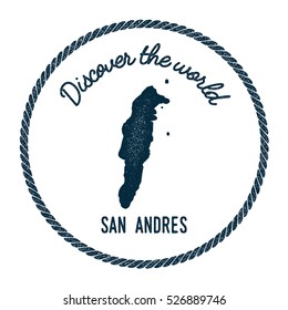 San Andres map in vintage discover the world rubber stamp. Hipster style nautical postage San Andres stamp, with round rope border. San Andres map vector illustration.