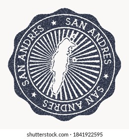 San Andres stamp. Travel rubber stamp with the name and map of island, vector illustration. Can be used as insignia, logotype, label, sticker or badge of the San Andres.