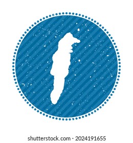 San Andres striped retro travel sticker. Badge with map of island, vector illustration. Can be used as insignia, logotype, label, sticker or badge of the San Andres.