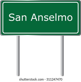 San Anselmo , California, road sign green vector illustration, road table, USA city