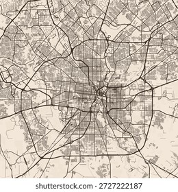 San Antonio City Map this intricate sepia toned blueprint showcases the elegant simplicity of an urban grid, emphasizing refined linework, with balanced composition, in a minimal monochrome palette.
