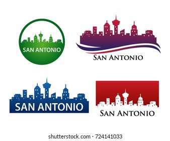 San Antonio City Skyline Landscape Logo Template