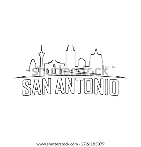 San Antonio city skyline with notable buildings and river