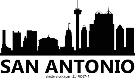 San Antonio city skyline on white background. Texas skyline. San Antonio skyline sign. flat style.