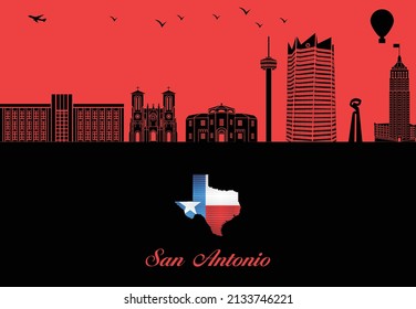 San Antonio city skyline silhouette - illustration