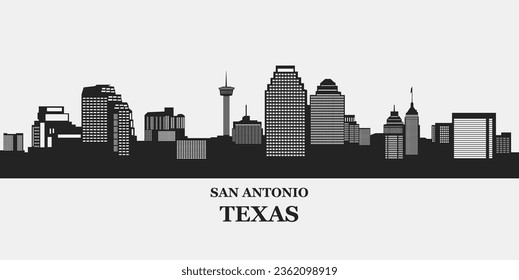 San Antonio city skyline silhouette in vector format and black color