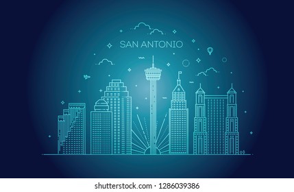 San Antonio city skyline vector background