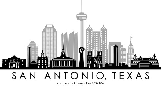 SAN ANTONIO City Texas Skyline Silhouette Cityscape Vector