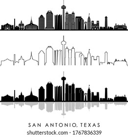 SAN ANTONIO City Texas Skyline Silhouette Cityscape Vector