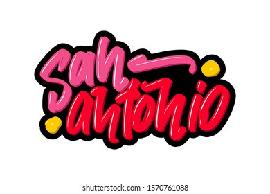 San Antonio hand drawn modern brush lettering. Vector illustration logo text for webpage, print and advertising