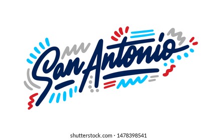 San Antonio handwritten city name.Modern Calligraphy Hand Lettering for Printing,background ,logo, for posters, invitations, cards, etc. Typography vector.