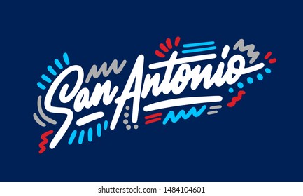 San Antonio handwritten city name.Modern Calligraphy Hand Lettering for Printing,background ,logo, for posters, invitations, cards, etc. Typography vector.