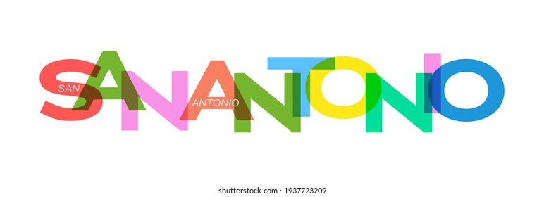 SAN ANTONIO. Lettering on a white background. Vector design template for poster, map, banner. Vector illustration. - Shutterstock ID 1937723209