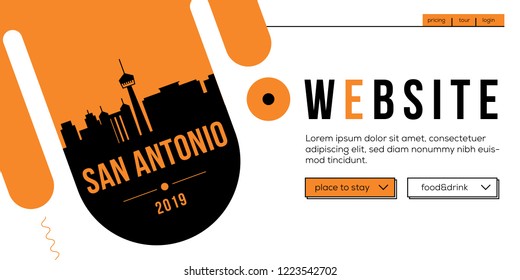 San Antonio Modern Web Banner Design with Vector Linear Skyline