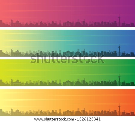 San Antonio Multiple Color Gradient Skyline Banner