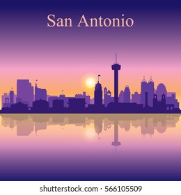 San Antonio silhouette on sunset background, vector illustration