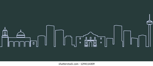 San Antonio Single Line Skyline