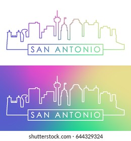 San Antonio skyline. Colorful linear style. Editable vector file.