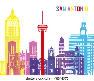 San Antonio skyline pop in editable vector file