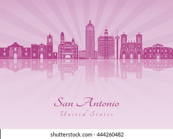 San Antonio skyline in purple radiant orchid in editable vector file