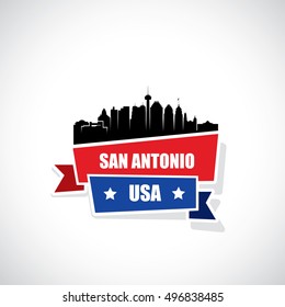 San Antonio skyline ribbon banner - vector illustration