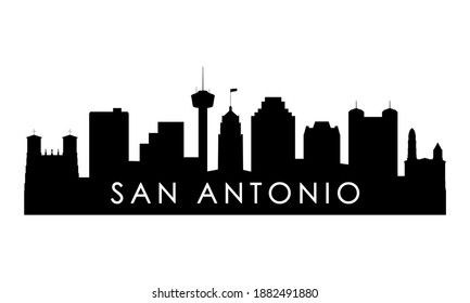 Silueta de perfil de San Antonio. Diseño de la ciudad de San Antonio negro aislado de fondo blanco. 