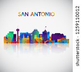 San Antonio skyline silhouette in colorful geometric style. Symbol for your design. Vector illustration.