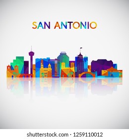 San Antonio skyline silhouette in colorful geometric style. Symbol for your design. Vector illustration.