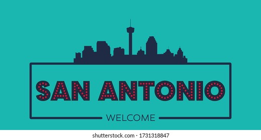 San Antonio skyline silhouette flat design typographic vector illustration.