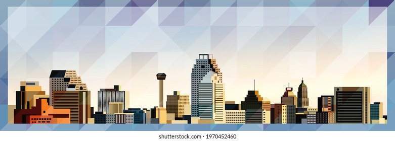 San Antonio skyline vector colorful poster on beautiful triangular texture background 