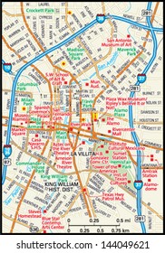 San Antonio, Texas Downtown Map