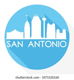 San Antonio Texas Flat Icon Skyline Silhouette Design City Vector Art Famous Buildings logo.