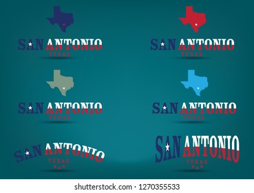 San Antonio Texas Logo Design Set of 6, Vector EPS 10.