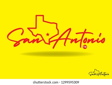 San Antonio Texas With Map Logo Design Concept, Vector EPS 10.