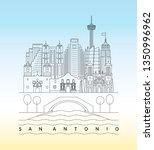 San Antonio, Texas skyline linear vector illustration and typography design 