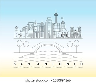 San Antonio, Texas skyline vector illustration and typography design 