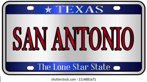 San Antonio Texas state license plate mockup spoof over a white background