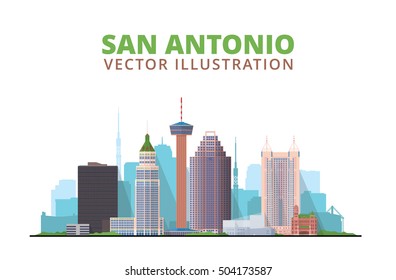 San Antonio Texas (United States) skyline vector background. Flat trendy illustration.