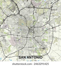 San Antonio, Texas, EE.UU. mapa poster art