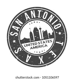 San Antonio Texas USA Round Stamp Icon Skyline City Design Badge Rubber.