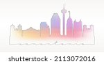San Antonio, TX, USA Skyline Watercolor City Illustration. Famous Buildings Silhouette Hand Drawn Doodle Art. Vector Landmark Sketch Drawing.