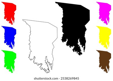 San Augustine County, Texas (Counties in Texas, United States of America,USA, U.S., US) map vector illustration, scribble sketch San Augustine map