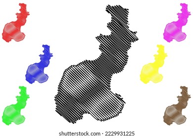 San Benedicto island (United Mexican States, Mexico, Free and Sovereign State of Colima, Pacific Ocean, Revillagigedo Archipelago) map vector illustration, scribble sketch Isla de los Innocentes map