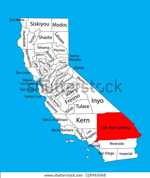 San Bernardino County California United States Stock Vector