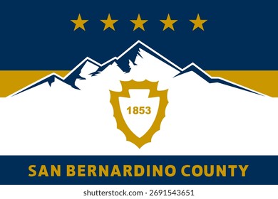 San Bernardino County Flagge, Kalifornien Bundesstaat, Vereinigte Staaten, USA. Emblem-Aufkleber des San Bernardino County.