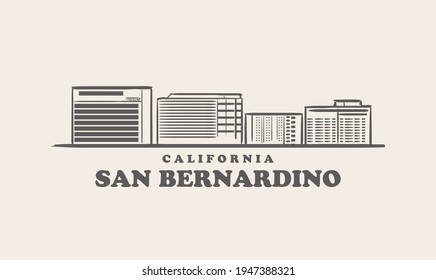 San Bernardino skyline, california drawn sketch