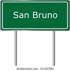 San Bruno , California, road sign green vector illustration, road table, USA city