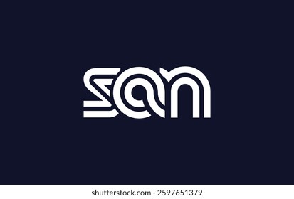 SAN Creative Unique Modern Letter Logo Design. Stylized logo featuring a unique letter design, presenting abstract minimalist aesthetics and modern appeal.