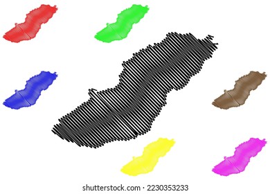 San Cristobal island (Republic of Ecuador, Pacific Ocean, Latin or South America, Galapagos Islands, Archipielago de Colon) map vector illustration, scribble sketch Isla San Cristóbal or Chatham map