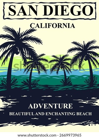San Diego Beach Atmosphere, Vector File, Cool and Unique Design Suitable for Your Design Needs